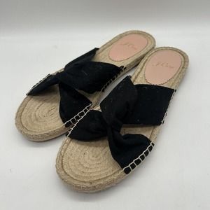 J.Crew Women's Twisted Knot Espadrille Sandals in Black Canvas Size 9.5